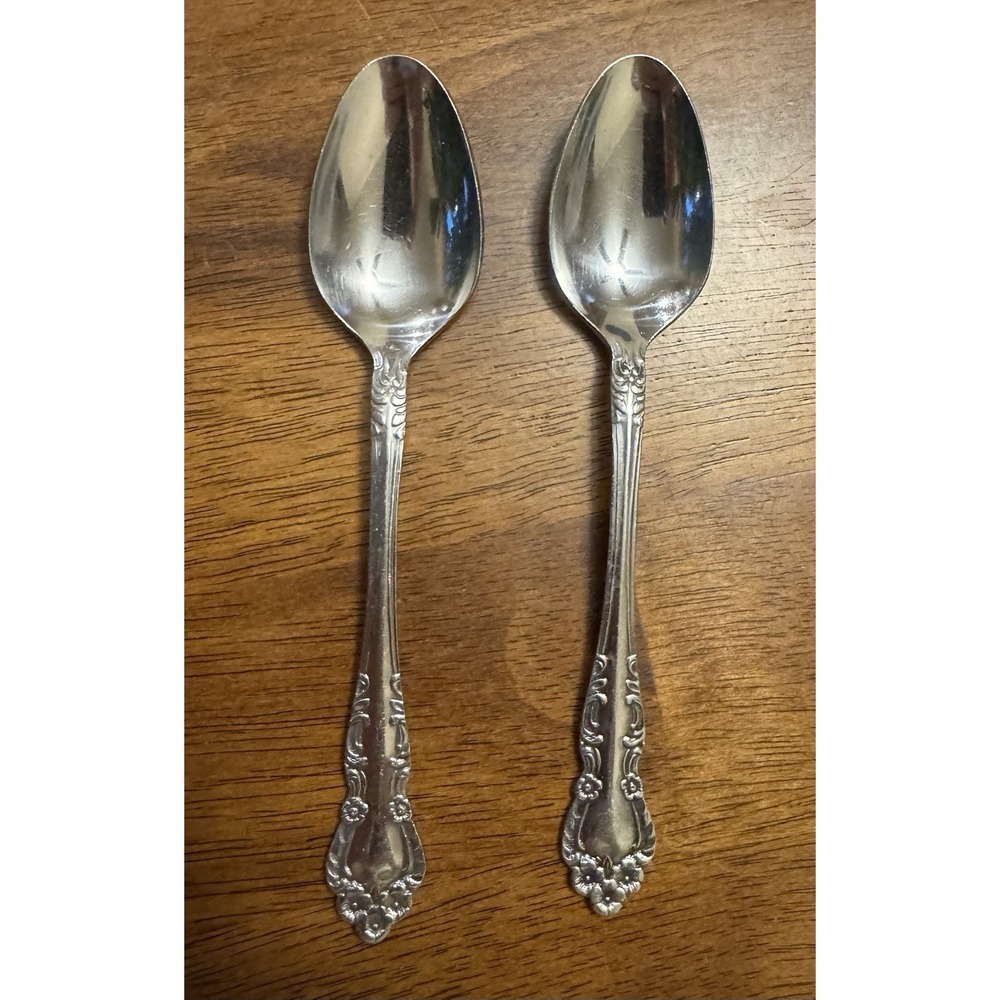 Ekco Eterna Beaumont, Set of 2 Spoons Stainless Steel Silver, Floral Handle